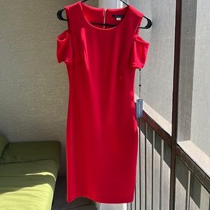 Tommy Hilfiger Size 2 BRAND NEW WITH TAG Red Cold Shoulder Cocktail Dress